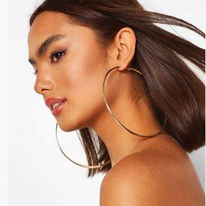 LARGE 14K Gold plated Big HOOPS Trendy Style Celebrity Earrings